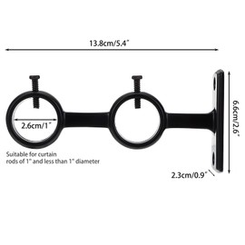 BTSKY 3 Pack Double Curtain Rod Brackets - Wall Mounted Aluminum Curtain Rod Hanging Holders, Heavy Duty Adjustable Curtain Rod Hanger for for Bedroom Living Room Curtains, Black