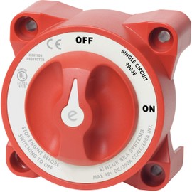 Blue Sea Systems 9003E e-Series Single Circuit On/Off Compact Battery Switch, 32V DC, 325A, Red