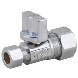 LD Valve-1/4 Turn Straight Stop Valve 5/8"OD x 3/8"OD Compression,LF Brass Chrome Plated Str Shut Off Water Supply Stop for Faucet or Toilet Installation (4-Pack)