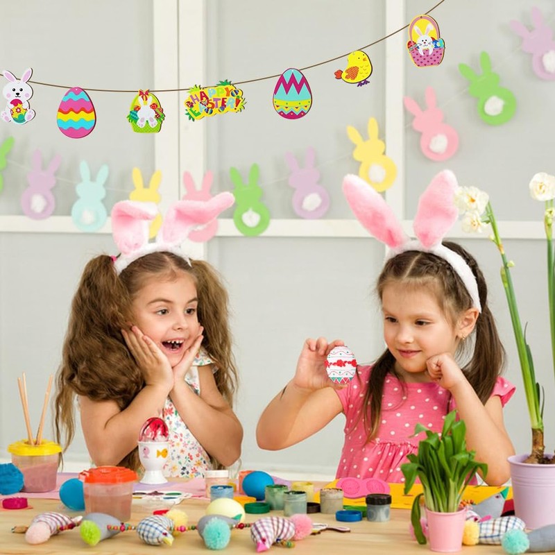 Doyomtoy Wooden Easter Pendants, Pack of 24 Easter Wooden Ornaments