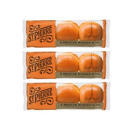 St Pierre St Pierre 6 Brioche Burger Buns | Pack of 3 | 300g Each | Pri-Sliced