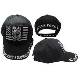 Trade Winds POW MIA All Gave Some Some Gave All Never Forget Black 100% Cotton Adjustable Embroidered Baseball Hat Cap