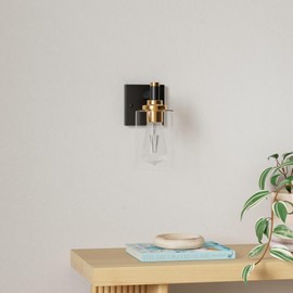 ZCHAOZ Black and Gold Wall Sconces Set of Two Bathroom Light Fixtures Brass Sconces Wall Lighting Modern Wall Light Fixtures with Glass Shade Rustic Wall Lamps for Bedroom Hallway Kitchen Living Room