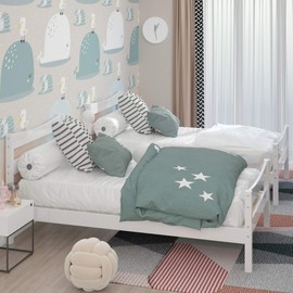 NAFORT Twin Bed Frame with Headboard/Wood Twin Size Platform Bed Frame/Wood Slat Support/Mattress Foundation/No Box Spring Needed/Easy Assembly - White, Twin