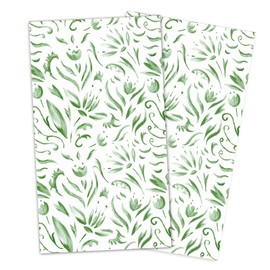 Stxy's 100 Green Floral Napkins (3ply) Spring Paper Guest Towels for Bathroom Green and White Floral napkins Toile, Block Print Disposable Guest towels for Bridal Shower, Dinner, Wedding, Decoupage