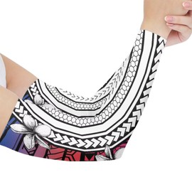 Nxidvxne Polynesian Style Prints Compression Sleeves For Men Tattoo Sleeves For Men Polynesian Hibiscus Pattern Custom Arm Sleeve White Sleeves