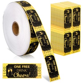 FYSUIMU 1000Pcs Black Gold Drink Tickets Roll Single Raffle Tickets Party Ticket 2" x 1" for Events Graduation Parties Carnival Class Reward Fundraiser Prizes