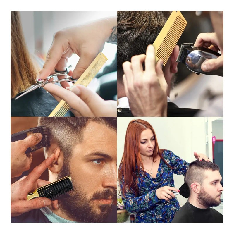 4 Piezas Peine De Acero Inoxidable Para Barbería