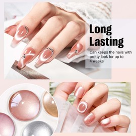 vieafenti Cat Eye Gel Nail Polish Pink Magnetic Moonlight Gel Polish with Magnet 15ml, Glossy Cateye Glitter Polish DIY Nail Art Soak off Manicure for Home Salon