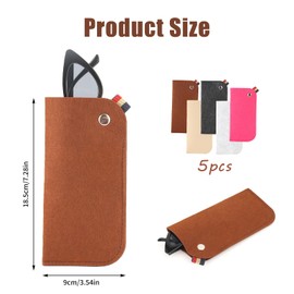 5 Pcs Felt Eyeglass Case, Multicolor Unisex Eyeglass Pouch, 18.5x9CM Handmade Glasses Pouch, Durable Portable Glasses Pouch Case, Soft Glasses Case for Women Men Everyday Use