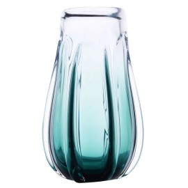 Luxury Lane 10 inch tall Hand Blown Laine Art Glass Vase - Forest Green Ombre