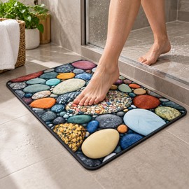 Non-Slip Bathroom Bath Mat – Absorbent Quick-Dry Shower Floor Rug with Washable Suede & Non-Woven Textile