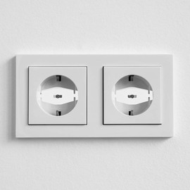 50 EU Socket Cover Anti Electric Shock Socket Protective Cover Power Plug Insulated Protective Film for Child Baby at Home and School