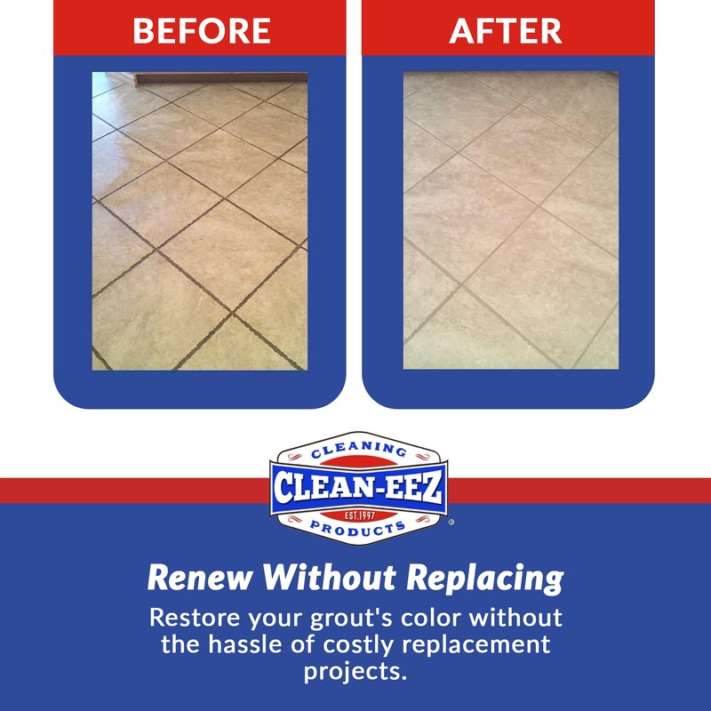 Clean-eez Grout-eez Tile Cleaner with Handheld Brush – 32 oz