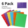 Plastic 3 Hole Punch Folders with 2 Pockets 6 Pack,3