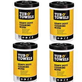 Tub O Towels TW90 Heavy-Duty 10" x 12" Size Multi-Surface Cleaning Wipes, 90 Count Per Canister, 4 Pack