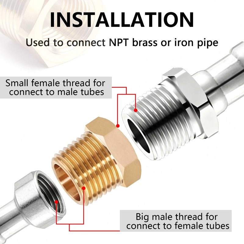 1/2" NPT Male to 1/4" NPT Female Brass Hex Bushing