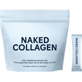 NAKED Collagen Stick Packs - Pasture-Raised, Unflavored Grass-Fed Hydrolyzed Collagen Travel Pack, Paleo Friendly, Non-GMO, Keto, Gluten Free, 30 Sach