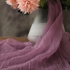 Joanlody Grape Cheesecloth Table Runner 10Ft Rustic Gauze Tablecloth 38x120 Inches Boho Backdrop Drape Fabric for Wedding Bridal Shower Fall Thanksgiving Christmas Decoration