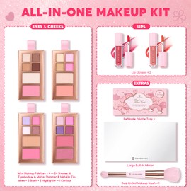 Makeup Kit for Teen Girls Beginners Make up Set for Travel Pink