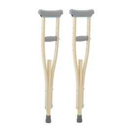 Sammons Preston Wooden Crutches, Adult Size, Latex Free, Sturdy Leg Supports for After Injury or Post Surgery, Adjustable Height and Handle Crutches for Elderly, Handicapped, and Disabled users