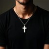 SAELACY American Flag Cross Necklace for Men with Bible Verse