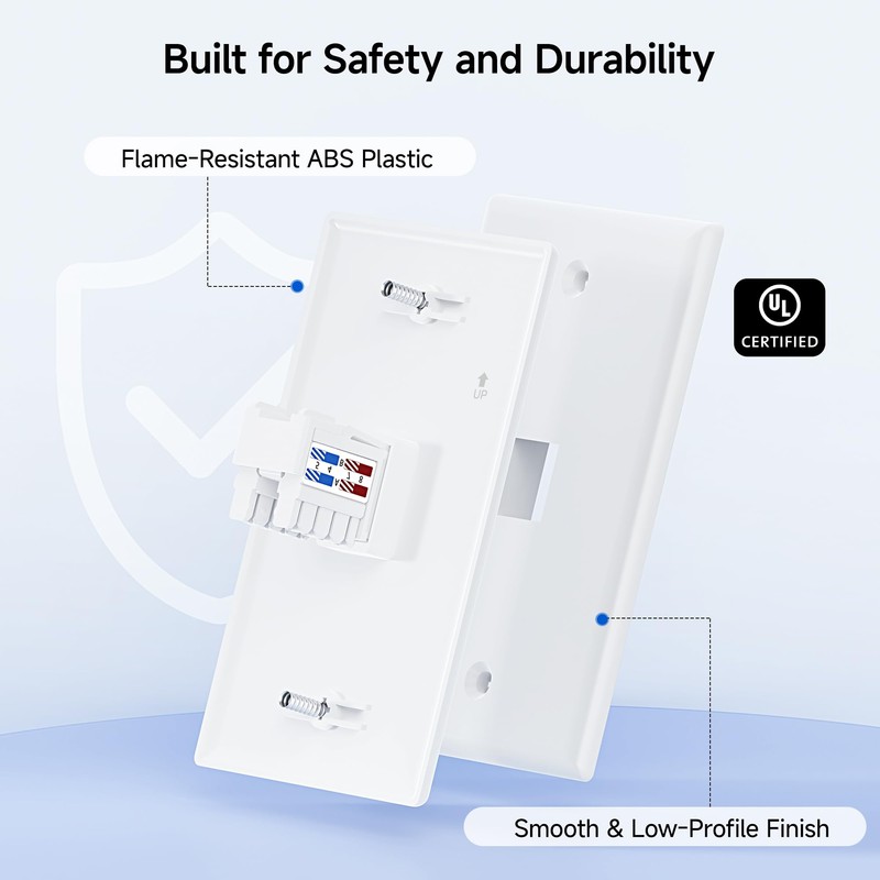 [UL Listed] Cable Matters 10-Pack Low Profile 1-Port Keystone Jack
