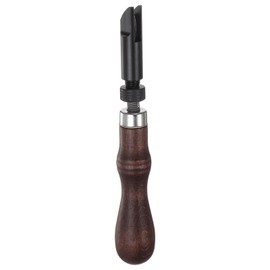 HARFINGTON V Type Push Groover 155mm Carbon Steel Head Wood Handle Stitching Adjustable Gouge Tools Grooving Hand Tool for Leathercraft DIY Craft Belt Wallets