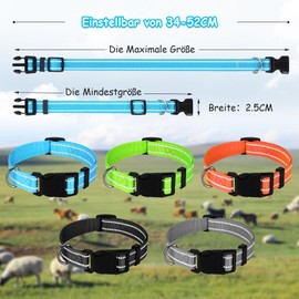 Mfsdai Pack of 5 Reflective Goat Collars with Bell, Adjustable Nylon Sheep Collars, on Pasture Cowbells for Small Farm Animals, Goat, Sheep and Cow with Anti-Lost Collar