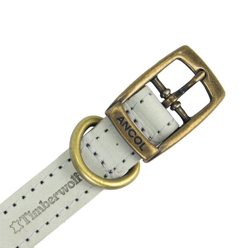 Ancol Timberwolf Dog Leather Collar in Light Grey - Comfortable
