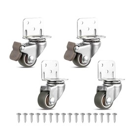 NERILEE 4PCS Furniture Casters Crib Rubber Wheel L Type 1 inch 360 Degree Swivel Mute Caster,Total Load Capacity 80Lbs with Mounting Screws, Lshaped casters