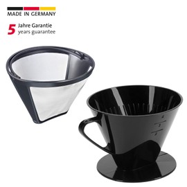 Westmark 244322E7 Coffee Set, 2-Piece Permanent Filter and Coffee Filter Size 4, Stainless Steel/Plastic, Coffee, Four, Silver/Black
