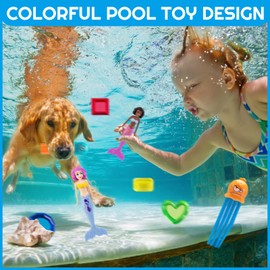 YAGE 8-Piece Mermaid & Jellyfish Pool Toy Set, Gravity Sinking Swimming Pool Toys for Kids - Colourful Diving Toy Ocean Crystal Underwater Training Games, Summer Pool Party Toys for Boys Girls、Gifts