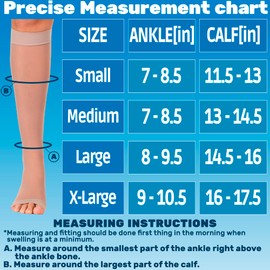 ABSOLUTE SUPPORT - Compression Stockings for Women with Open Toe 20-30mmHg - Sheer Compression Socks for Varicose Veins Circulation, Swelling, Lymphedema, DVT - Beige, Large - A215BE3