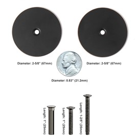 NAUBEA 2 Pack Door Hole Cover Plate, Door Knob/Deadbolt Cover Plate, 2 5/8" Diameter Round, Door Hole Filler Plate, Oil Rubbed Bronze, 1" Threaded Screw, Reinforcer Locks and Doors for Home Security