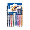 Pilot Frixion Rollerball 0.7mm Set to Go Pack of 8- Black/Blue/Red/Green/Sky Blue/Purple/Coral Pink/Apricot Orange