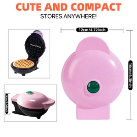 Lifeeverkeep 3 in 1 Mini Waffle Maker with Removable Plates-Waffles,Donuts,Pancakes all in Multimaker -Nonstick Surface for Easy Cleaning - Great Holiday Gift(Pink)