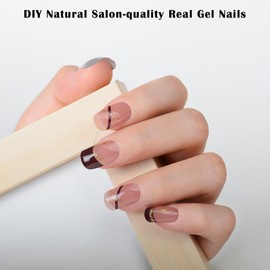 Semi Cured Gel Nail Strips, Gel Nail Polish Stickers Works with Any Nail Lamps Salon-Quality Long Lasting UV Gel Wraps for Women (Lovesick Q11)