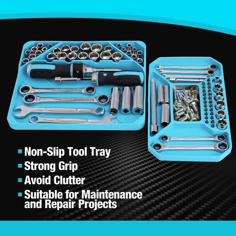 DURATECH 2-Piece Silicone Tool Tray, Premium Non-Slip Flexible Tool Organizer