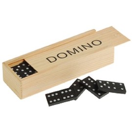 Mini Travel Set of 28 Dominoes in Wooden Storage Slide Box