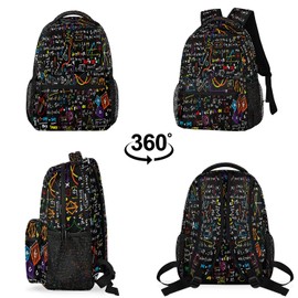 Aglebo Colorful Mathematical Formulas Backpack for School Lightweight Kids Backpack Large Student Bookbag for Boys Girls Teens Children College Daypack Book Bag