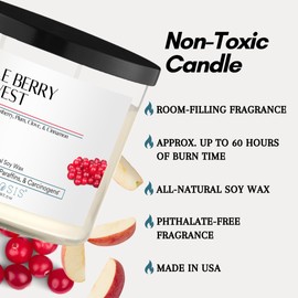 Halarosis Soy Candles - Cotton Wick Candles for Home Scented - Burns Up to 60 Hours - Gift for Birthday, Housewarming & Special Events - Apple Berry Harvest 17oz