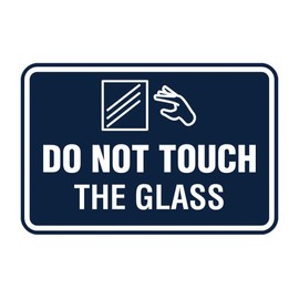 Signs ByLITA Classic Framed Do Not Touch The Glass Sign (Navy Blue/White) - Large