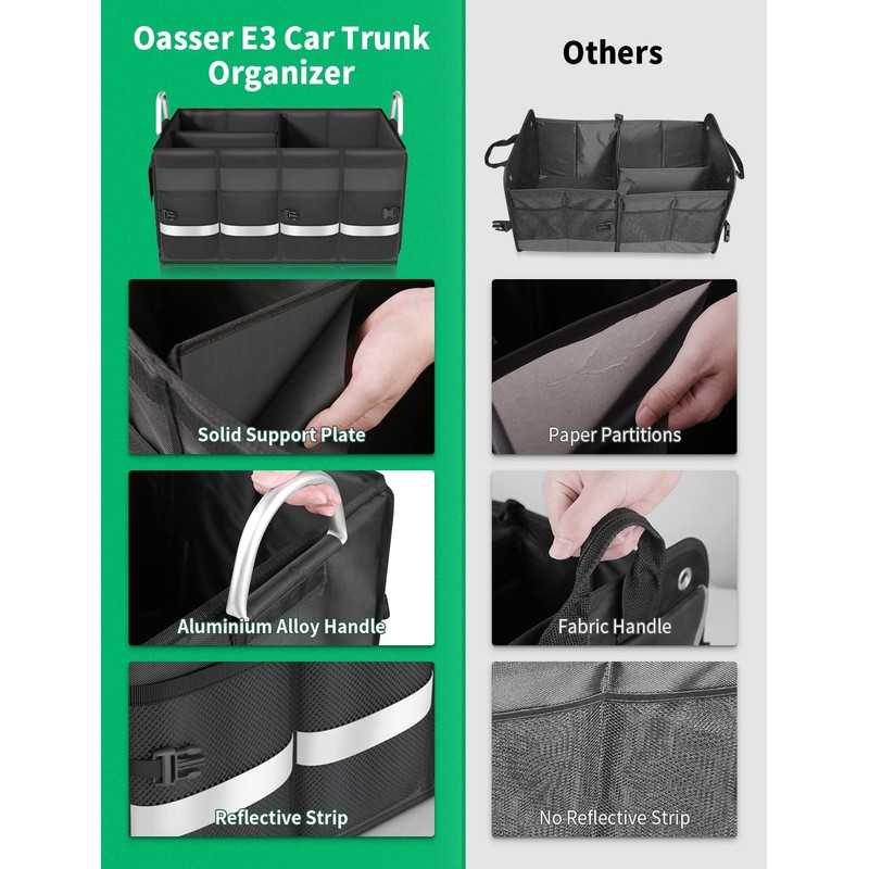 Oasser Trunk Organizer Cargo Organizer Trunk Storage Waterproof Collapsible Durable