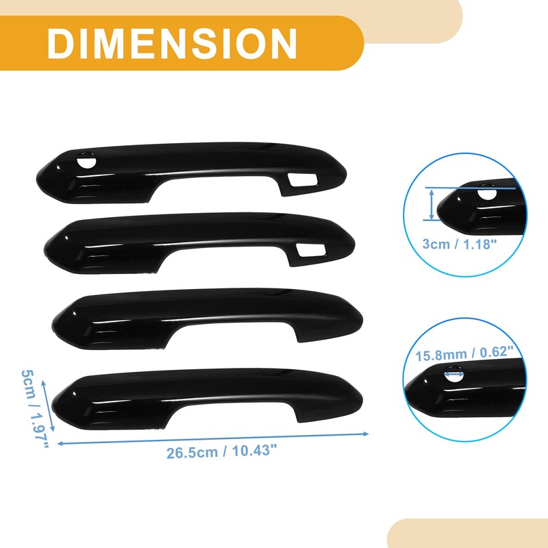 Partuto Side Door Handle Cover with Smart Keyhole - for