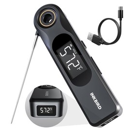 INKBIRD Pantalla dual 0.5 segundos recargable de lectura instantánea termómetro de carne para cocinar y barbacoa, sonda ultrafina profesional de 0.071