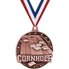 Cornhole Medals - 2" Bronze Cornhole Award Great for Field Games, Field Day, Family Reunions, BBQ, Tailgating Prime