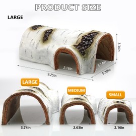 Reptile Hideout for Terrariums,Aquarium Resin Bark Terrarium Decor,Bearded Dragon Cave,Hermit Crab Shelter,Leopard Gecko Hiding Spot,Tarantula Decor,Large Iguana Tank Accessories,Hamster Hides(L)