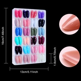 576 Pieces(24 Colors) Long False Nails Round Fake Nail Full Cover Artificial Acrylic Nails Tips Press on Nails for Women Girls DIY Nail Art Design (Almond nail, Medium)