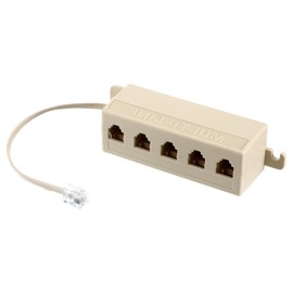 Zelphvt Phone Jack Splitter Five Way Phone Splitter for Landline RJ11 6P4C Telephone Splitters Male to 5 Female Outlet Ports Sockets for Telephone, Landline, Fax Ivory